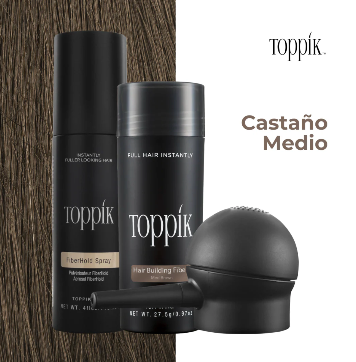💇🏼‍♂️COMBO  -kit toppik 27.5gr+ Aplicador + OBSEQUIO Laca Fijadora de  toppik 🎁